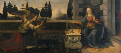 The Annunciation, 1472-75 (pre restoration) by Leonardo da Vinci